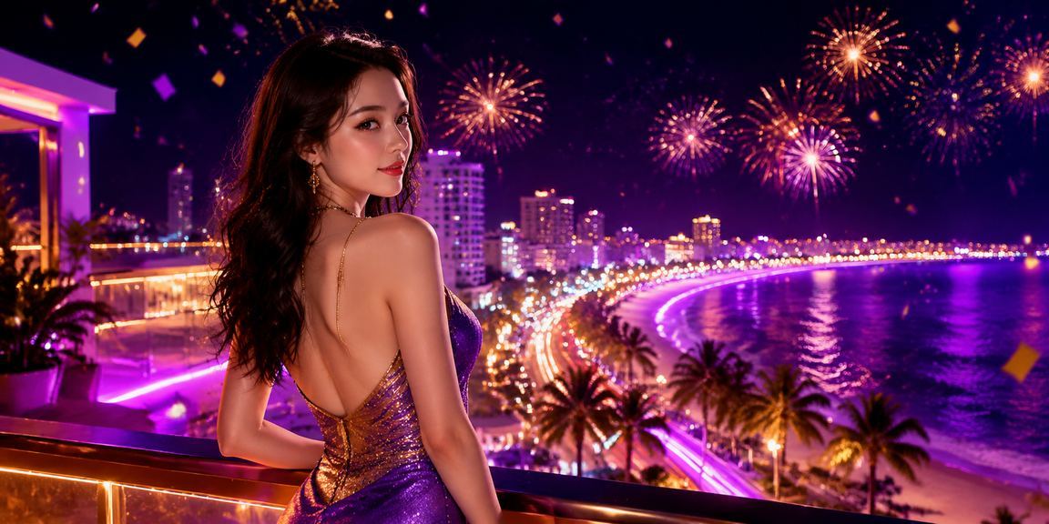 Khu vực giải trí casino ven biển Mũi Né về đêm với ánh đèn rực rỡ