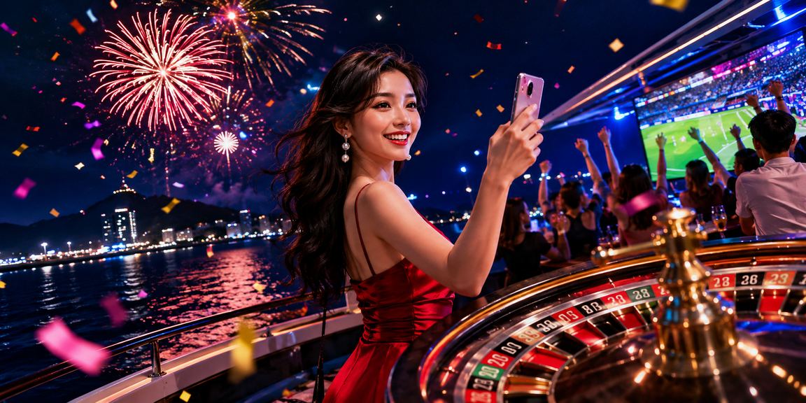 Bàn roulette sang trọng với nền bãi biển Vũng Tàu về đêm lấp lánh ánh đèn